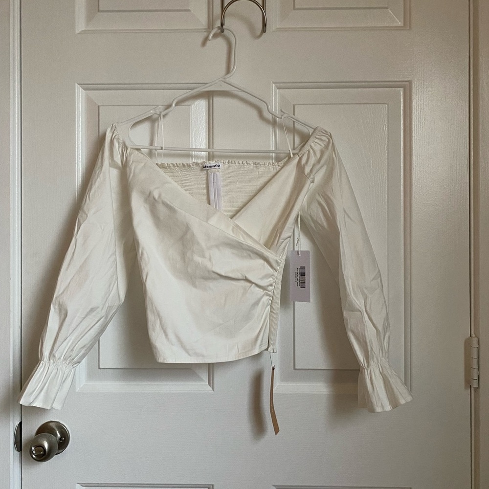 Reformation ristretto white top size 2